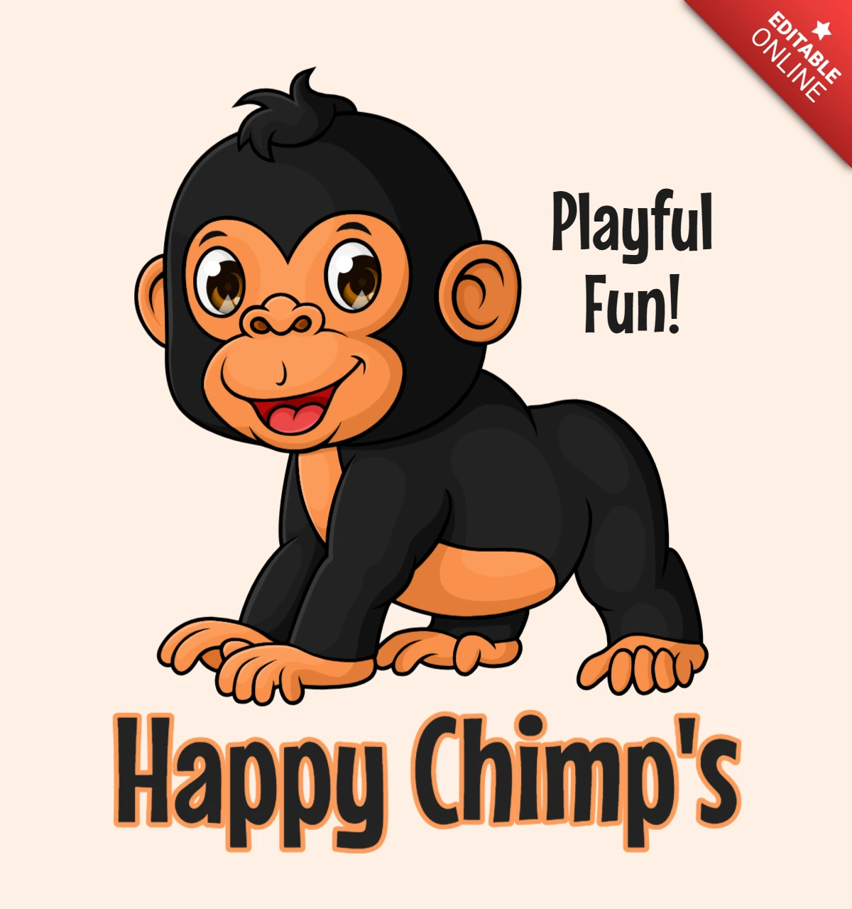 Modèle de conception ludique et amusante du chimpanzé heureux