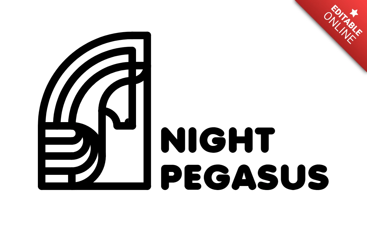 Night Pegasus Logo Design Template Black