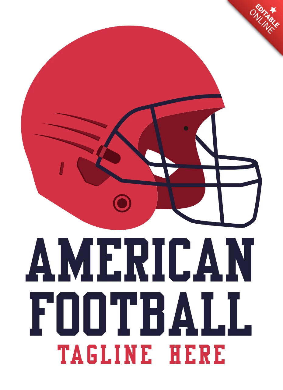 American Football Red Helmet Logo Template Design
