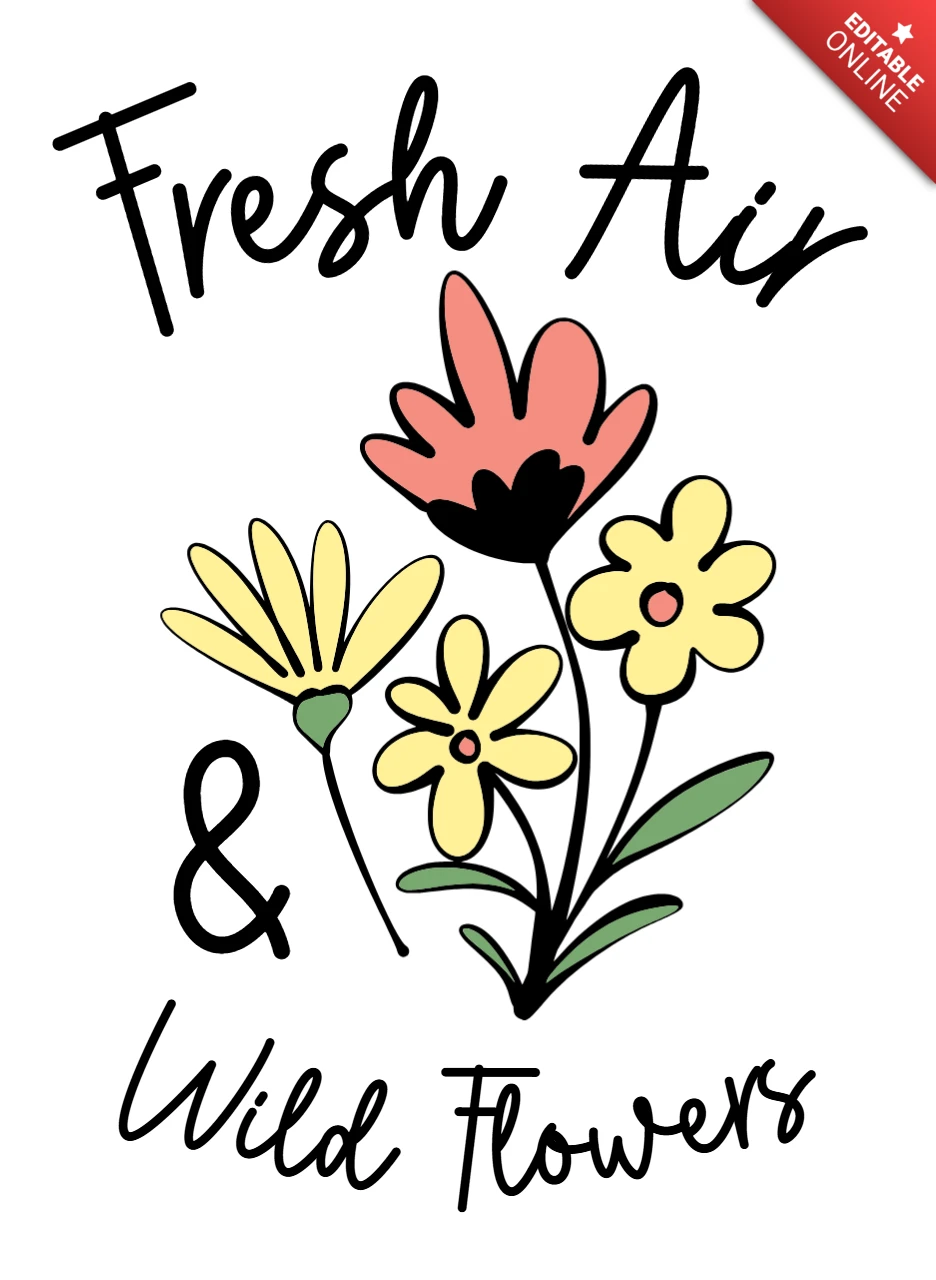 Frische Luft Wildblumen Designvorlage für Grußkarten