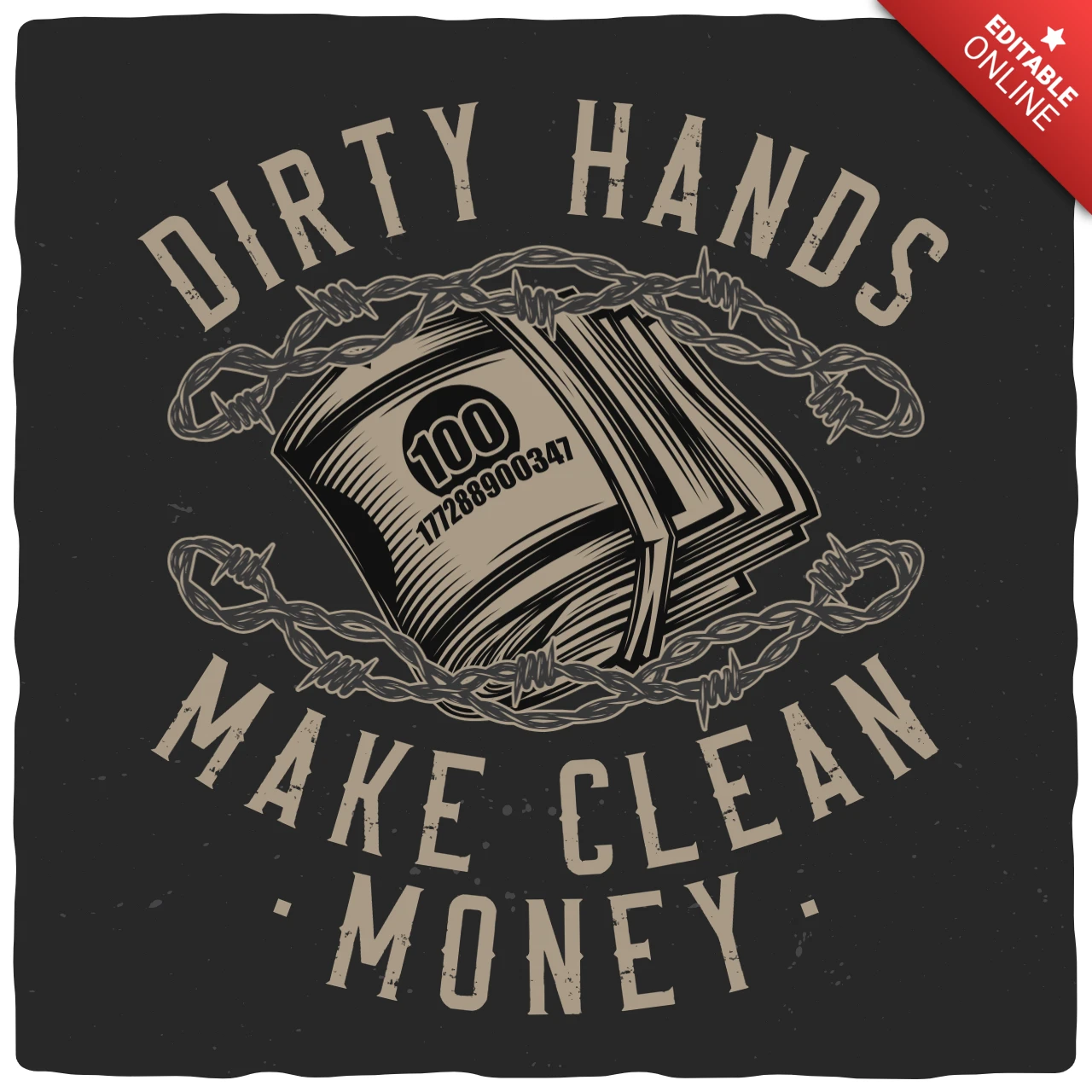 Money And Barbed Wire T-shirt Design Template