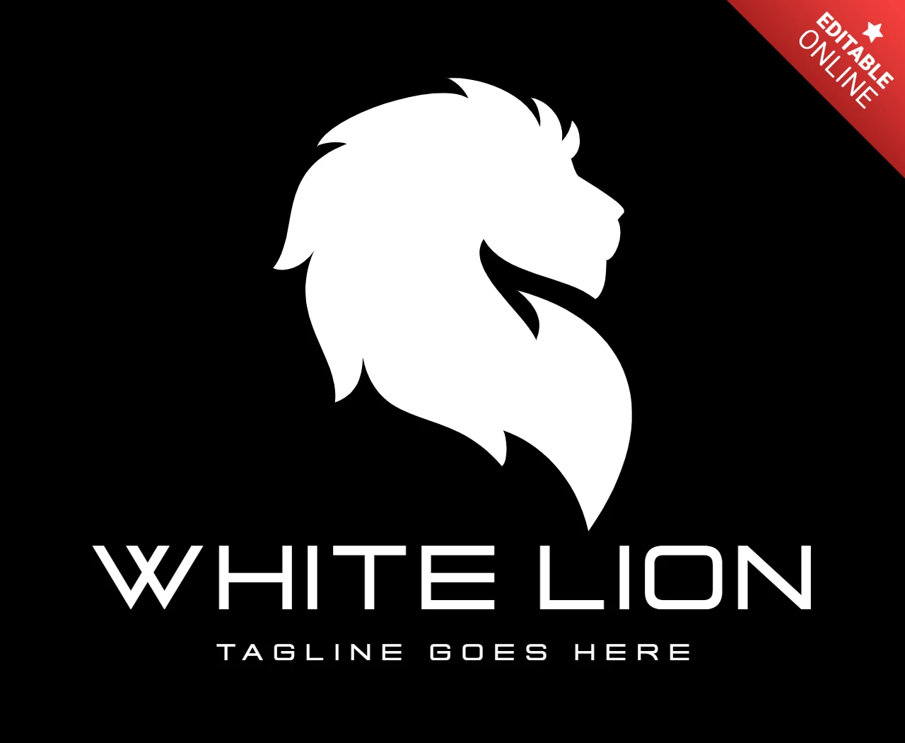 Modèle de conception de logo de lion blanc