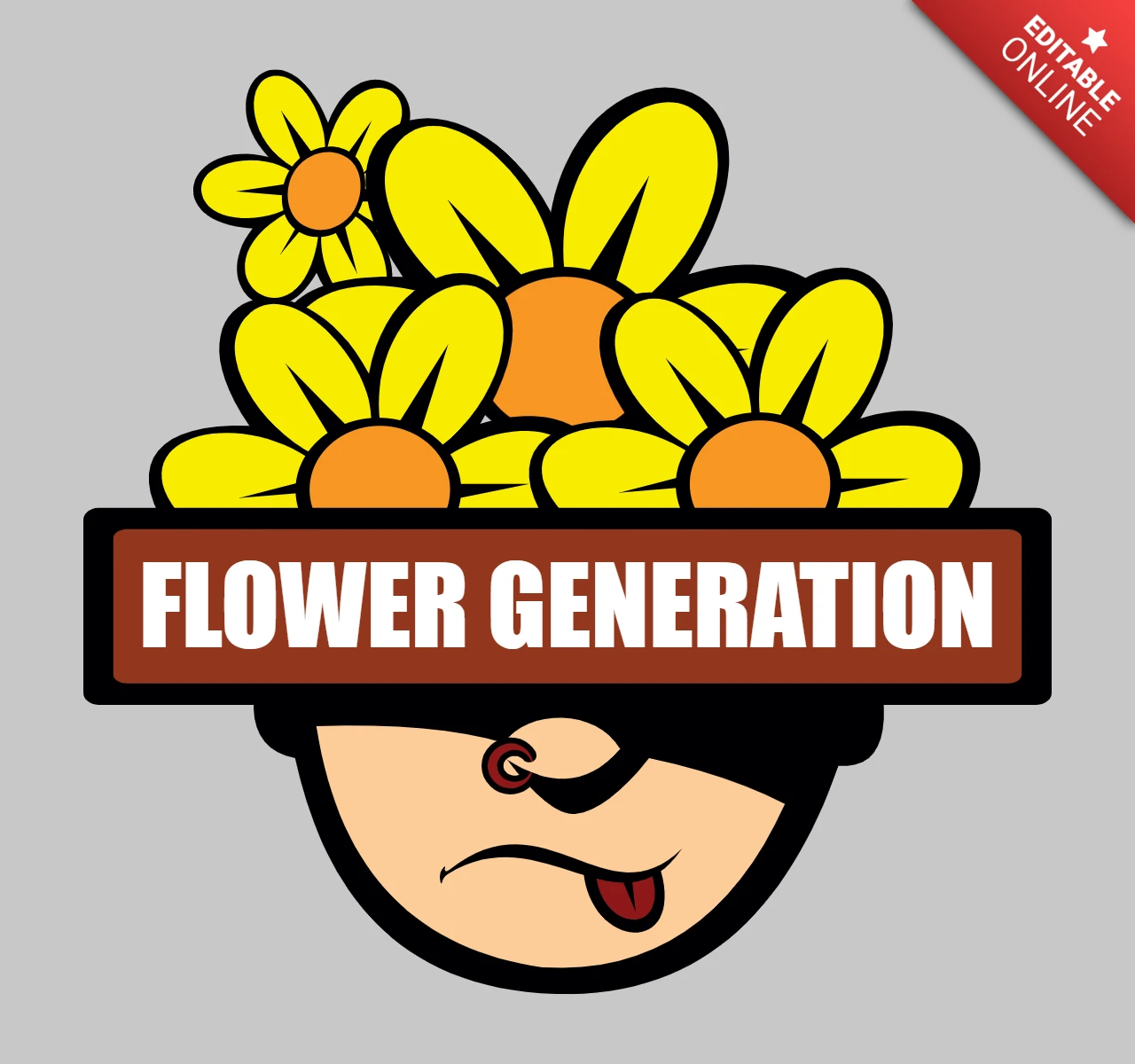Modello di maglietta con personaggio dei cartoni animati della generazione dei fiori