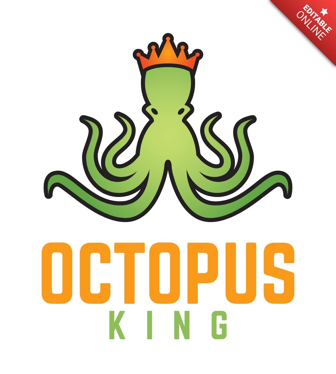 Colorful Octopus King Logo Design Template