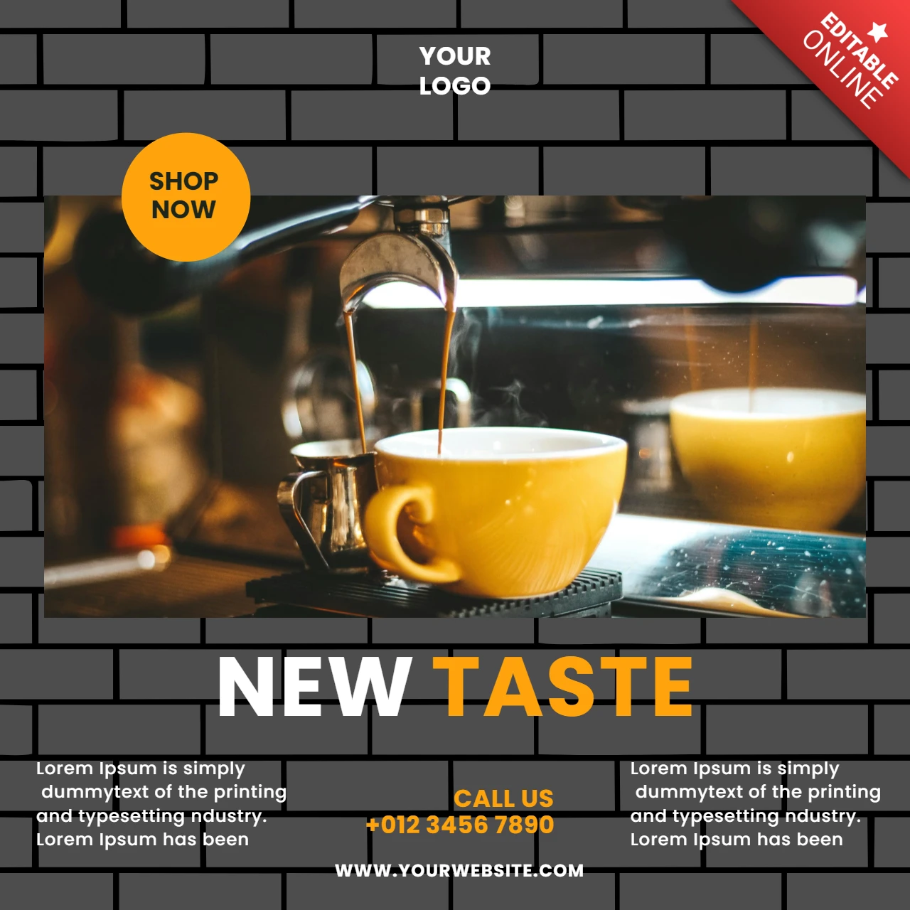 New Taste Coffee Social Media Poster Design Template
