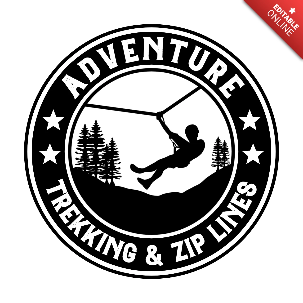 Adventure Trekking & Zip Lines Logo Design Template