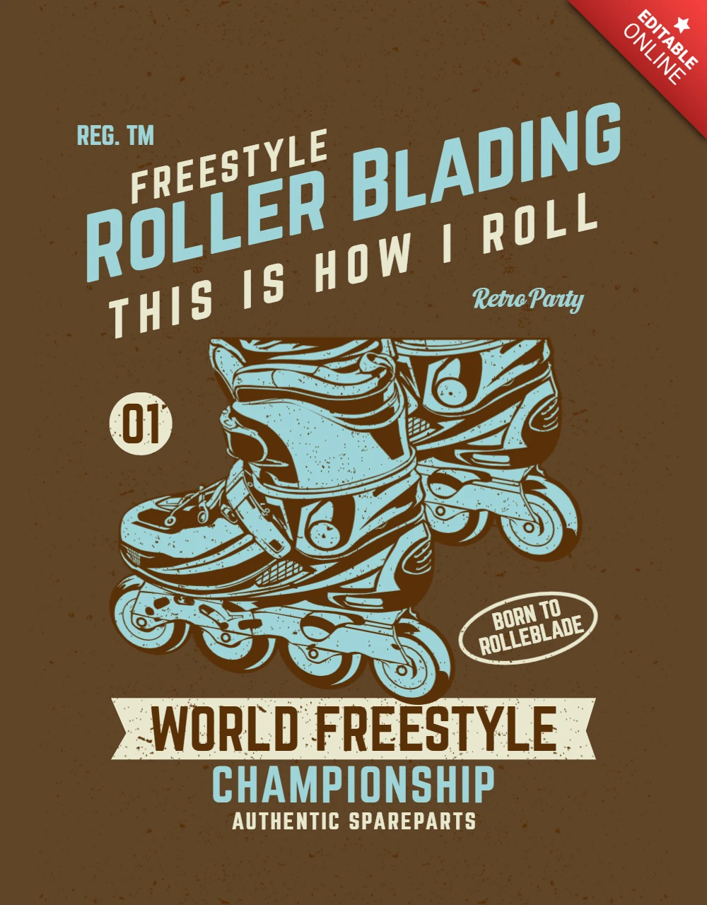 Freestyle rollerblading t-shirt design vorlage