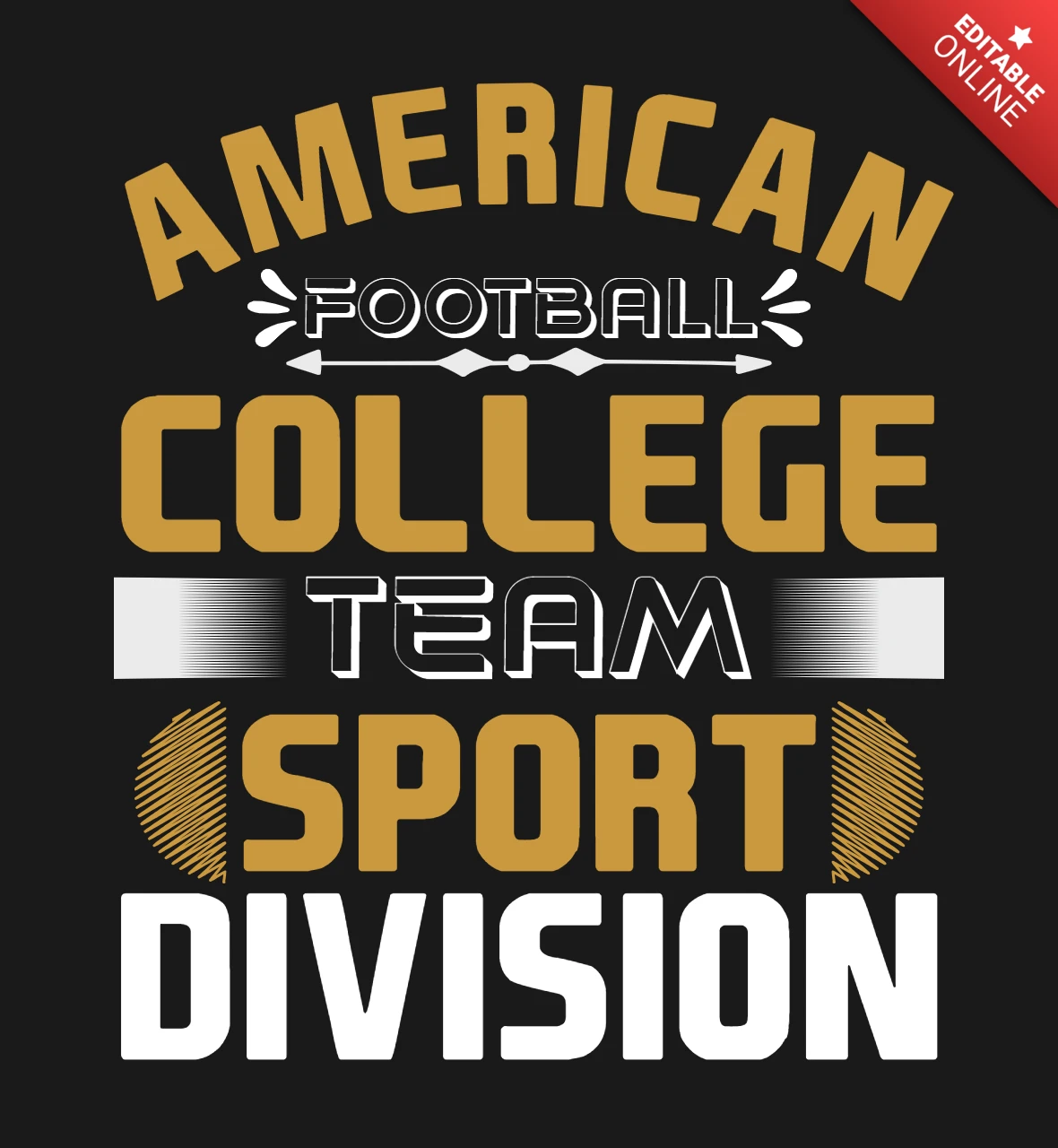 American Football College Team Sport Division T-Shirt Design Template