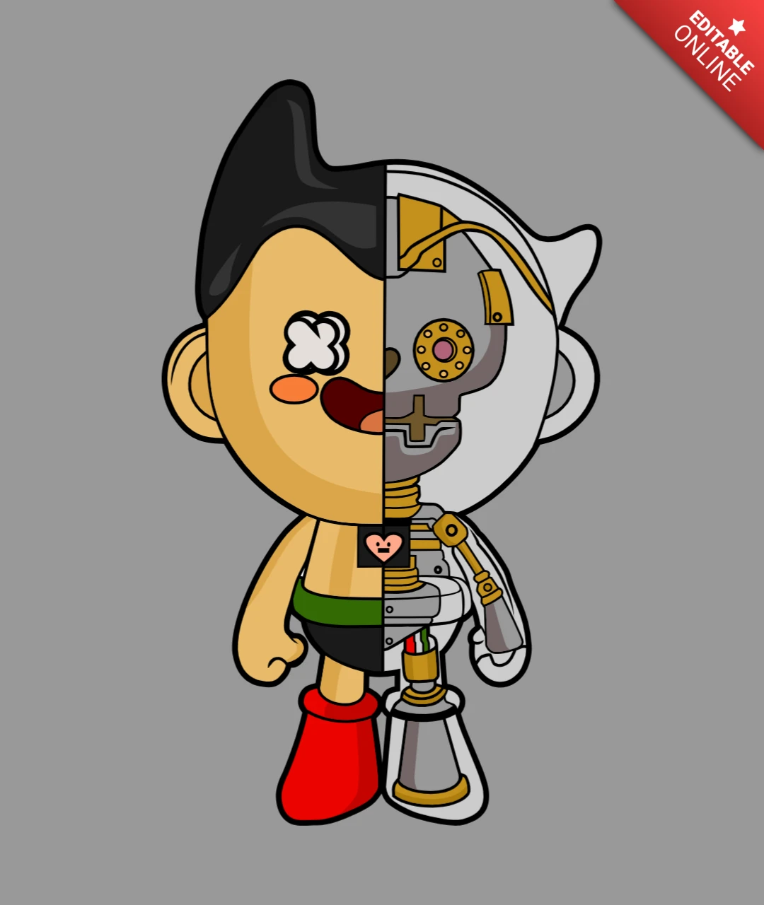 Astroboy pop kültürü tişört tasarım şablonu