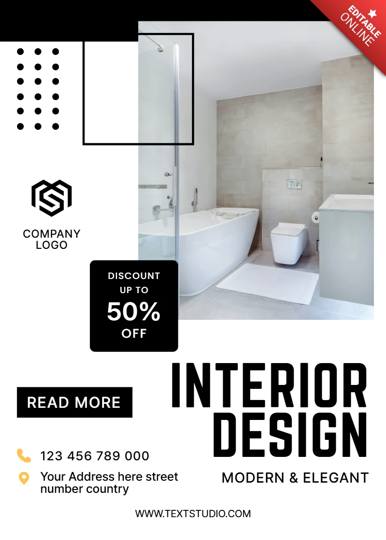 Modern elegantes Innendesign-Vorlage für Werbeflyer