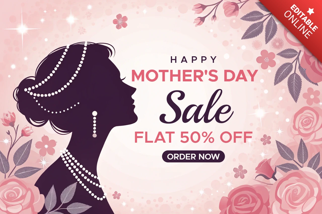 Design elegante de modelo de venda para o Dia das Mães com elementos florais para promoção