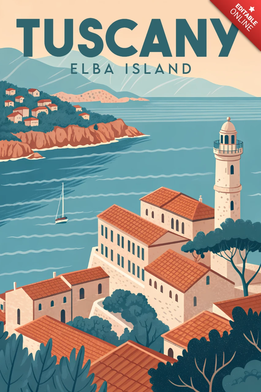 Toscane Elba eiland vintage ontwerp sjabloon voor reisaffiches