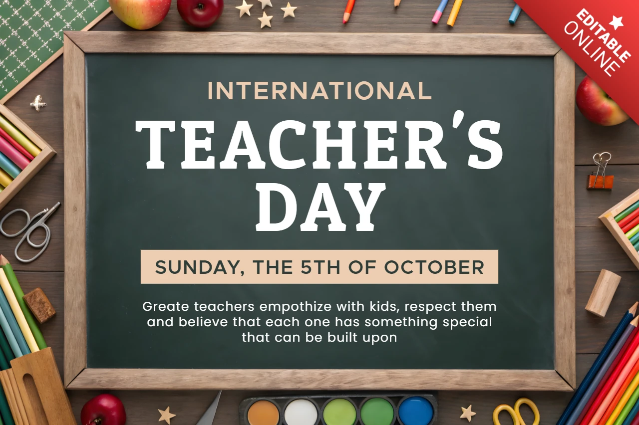 Chalkboard Style Teacher's Day Celebration Template - Editable Design for October 5th
