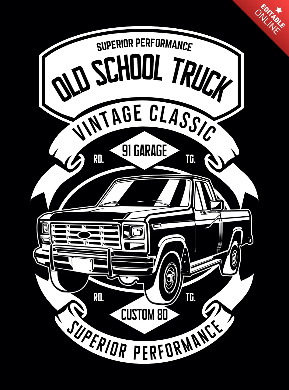 Old School Truck T-shirt Design Template