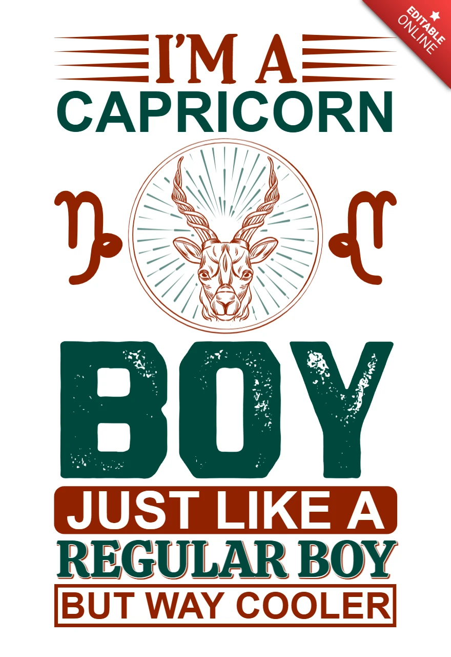 Capricorn Boy Vintage Typography Design Template