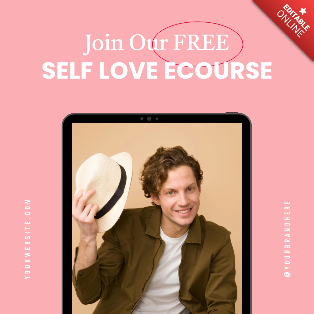 Cute self love ecourse promotion instagram post design template