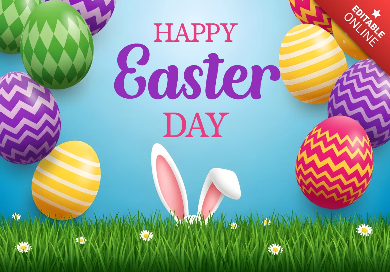 Modello di design di uova di Pasqua colorate per biglietti di auguri festivi