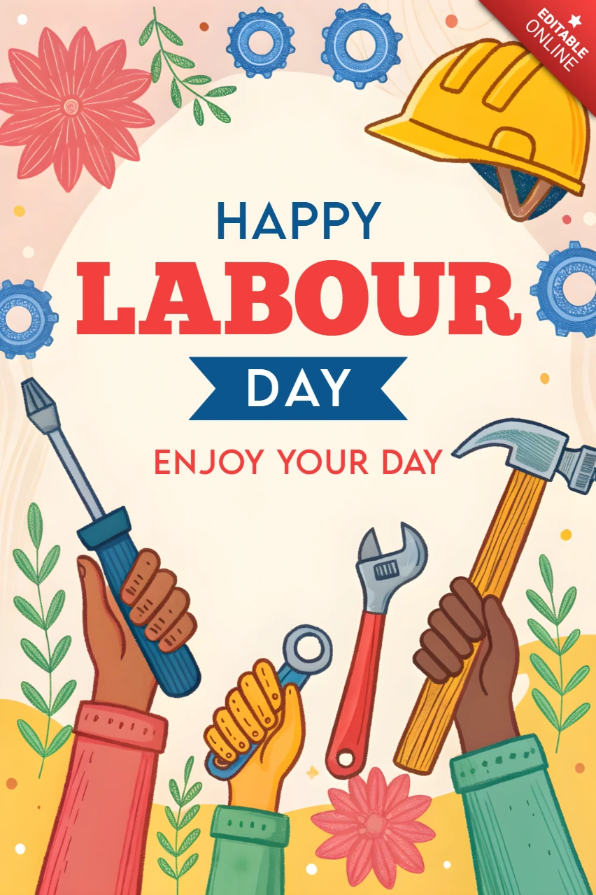 Happy Labour Day Celebration Design Template - Vibrant Illustrated Style