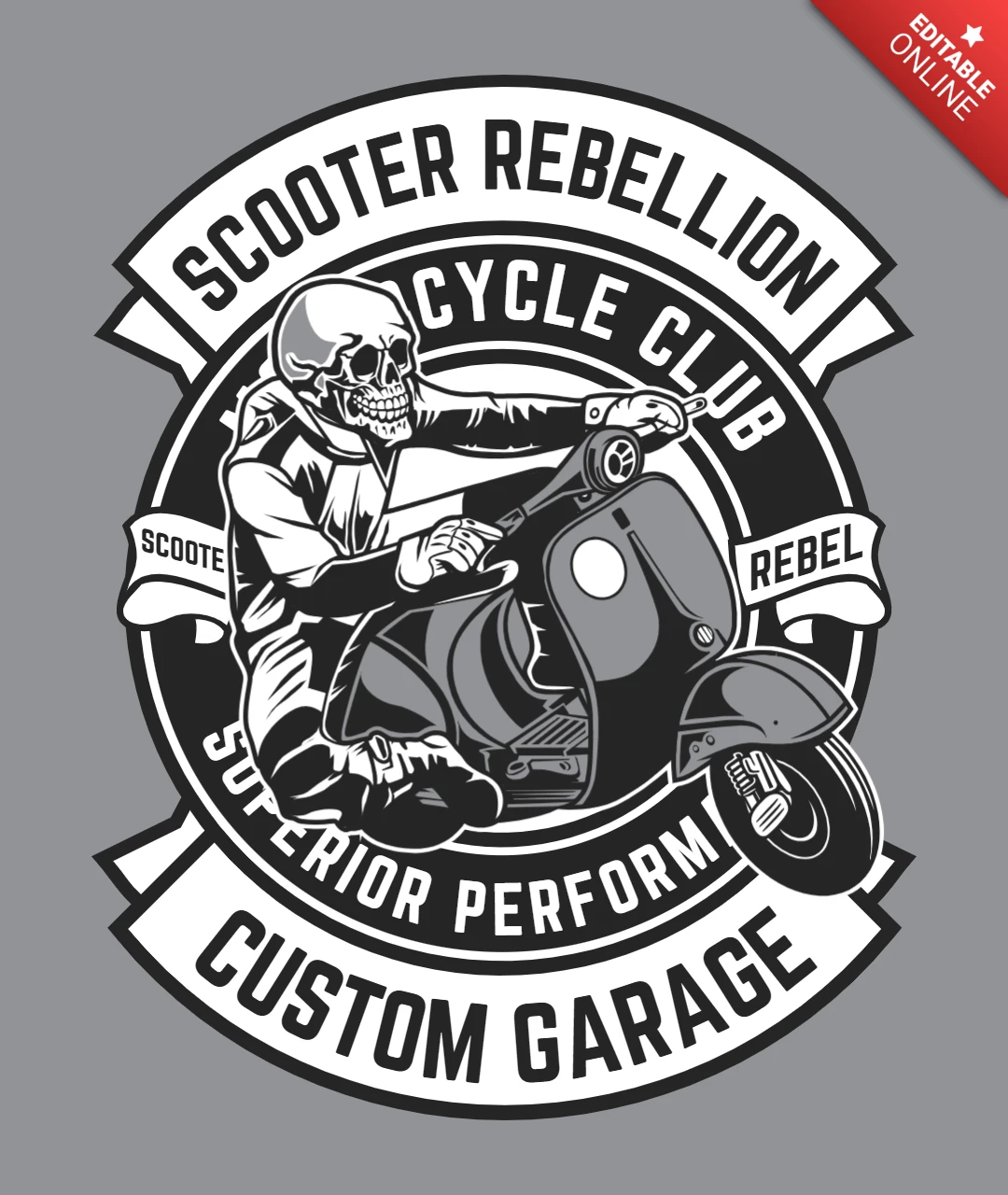 Modèle de conception de t-shirt de rébellion de scooter
