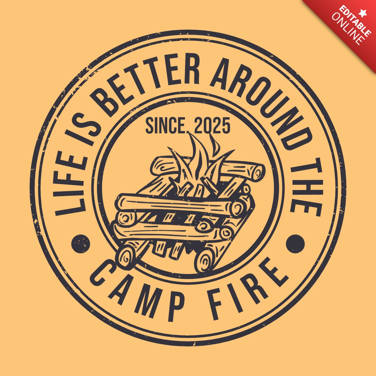 Campfire Vintage T-shirt Design Template