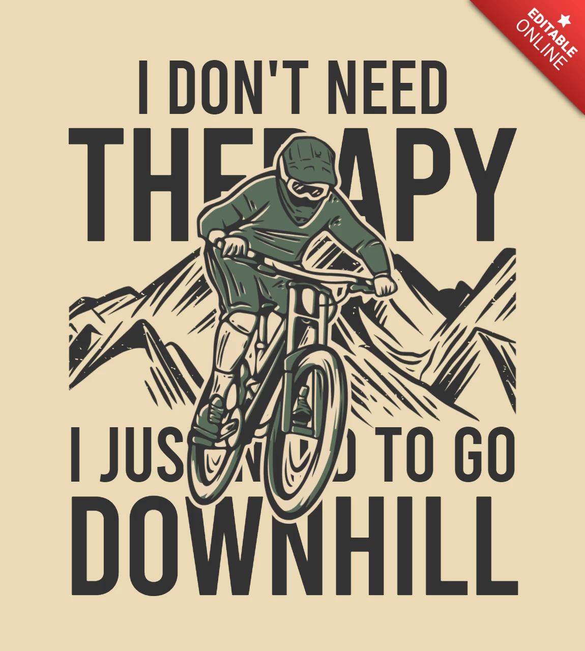 Mountain Biker Vintage T-shirt Design Template