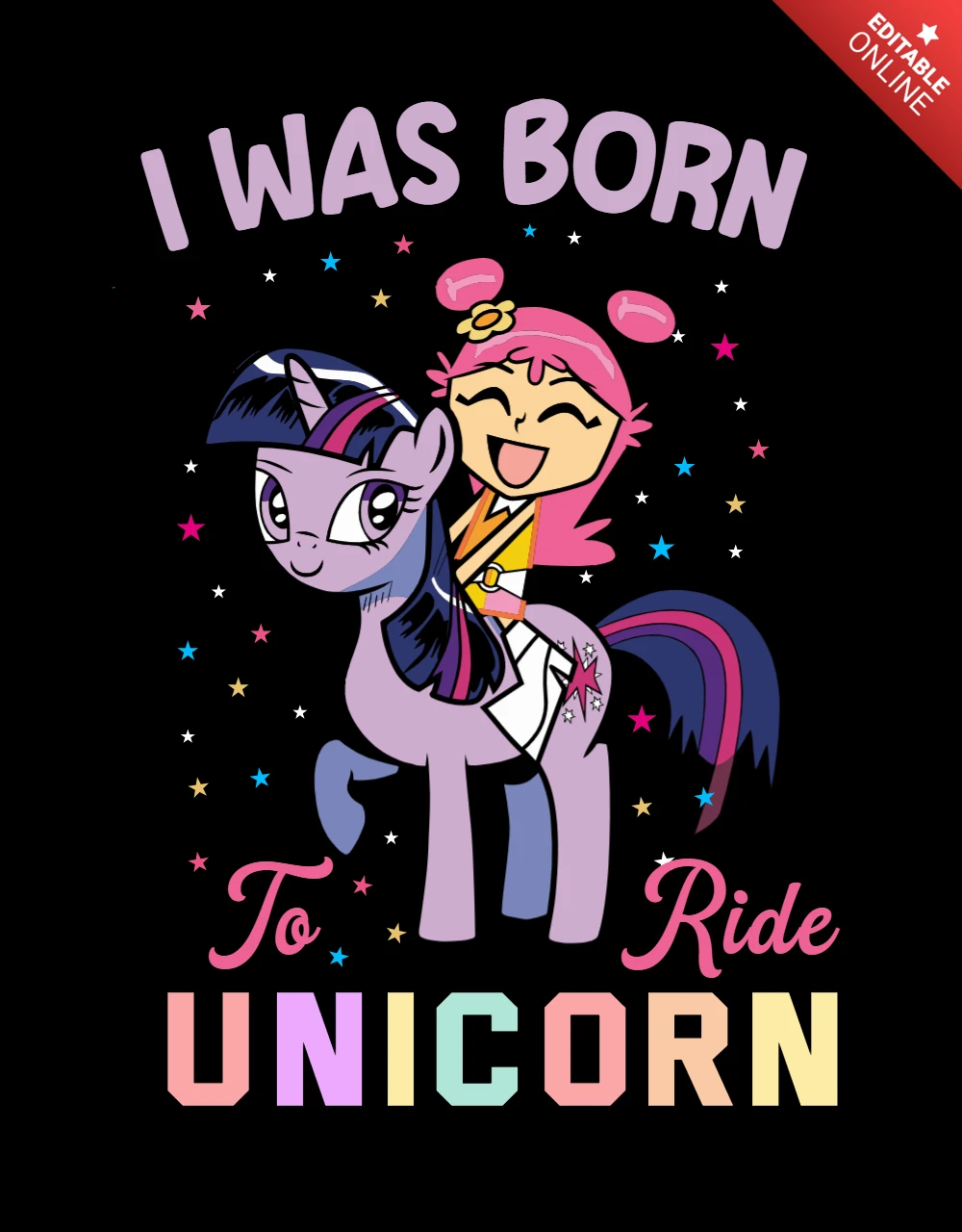 I was born to ride unicorn t-shirt design template