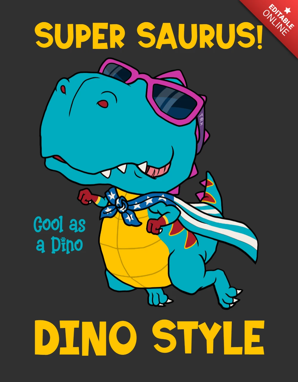 Modello di design modificabile in stile super sauro dino