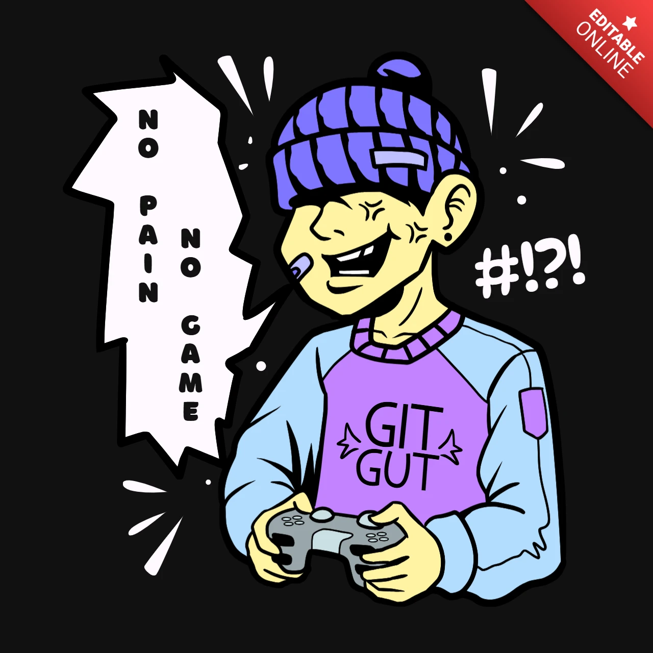 Git gud gracz, żadnego bólu, żadnej gry - szablon projektu koszulki