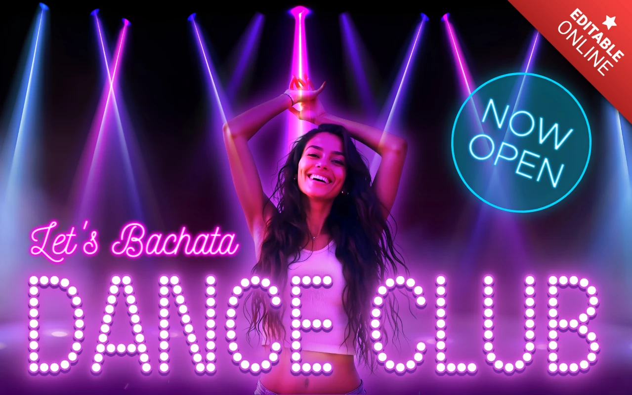 Canlı bachata dans kulübü açılış el ilanı şablonu