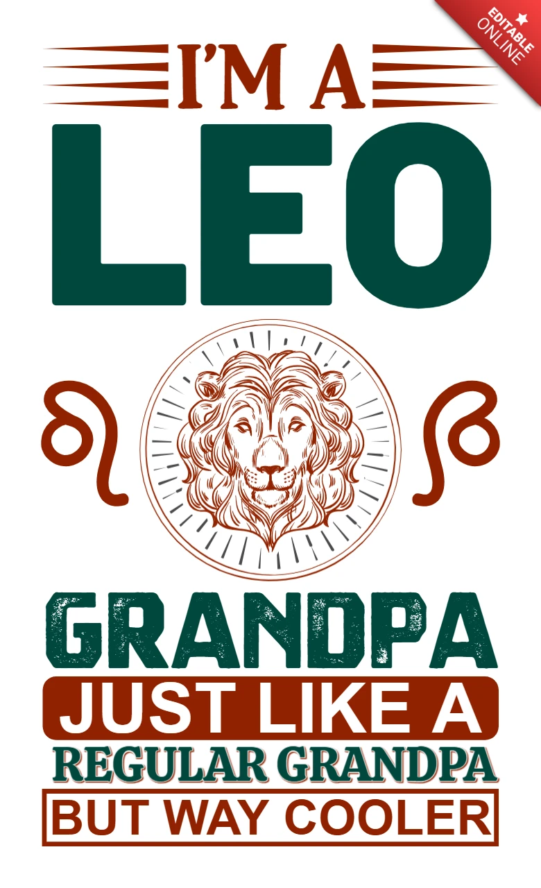 Vintage Leo Grandpa Design Template: Fun and Cool Typography for Personalized Gifts