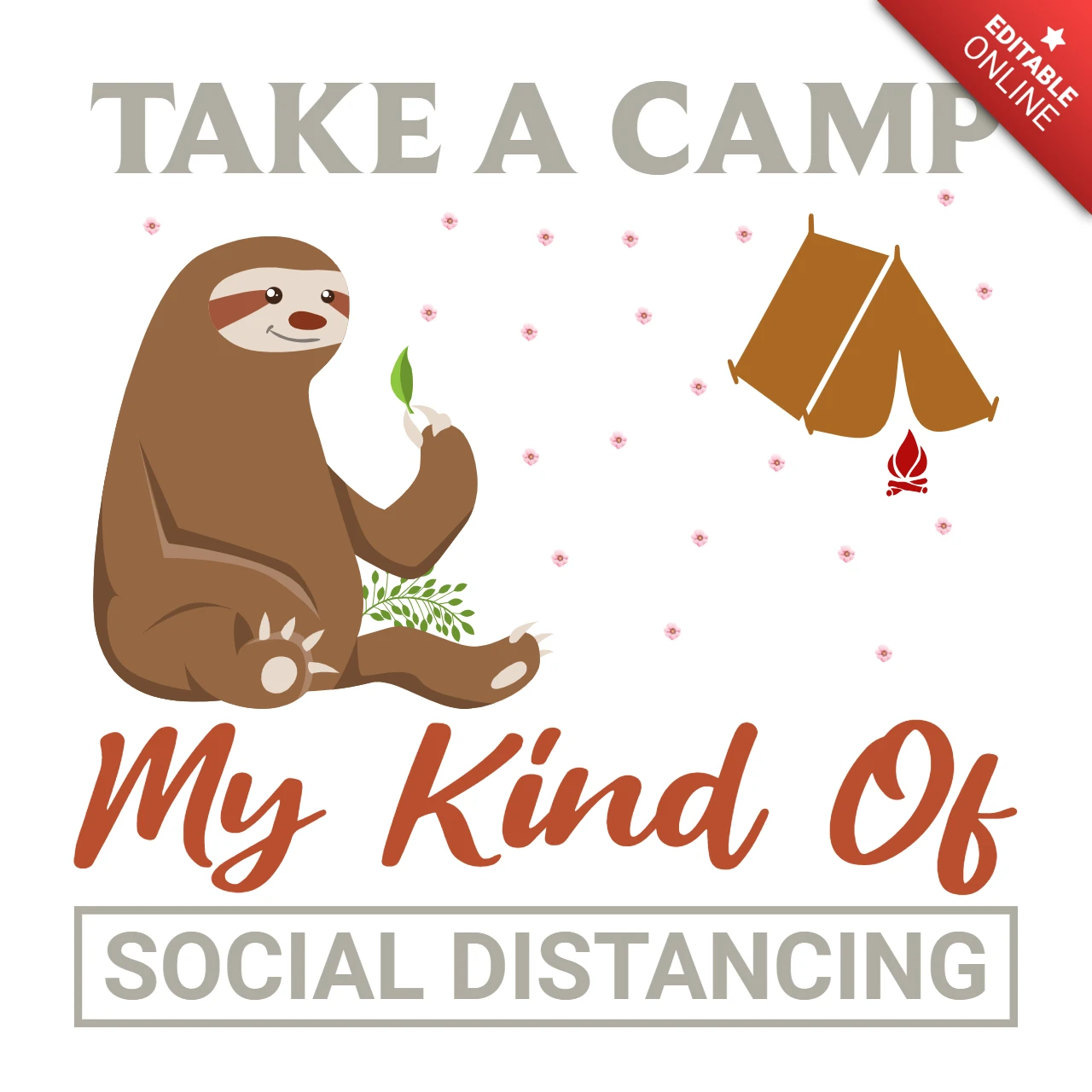 Whimsical Sloth Camping Design Template for Social Distancing