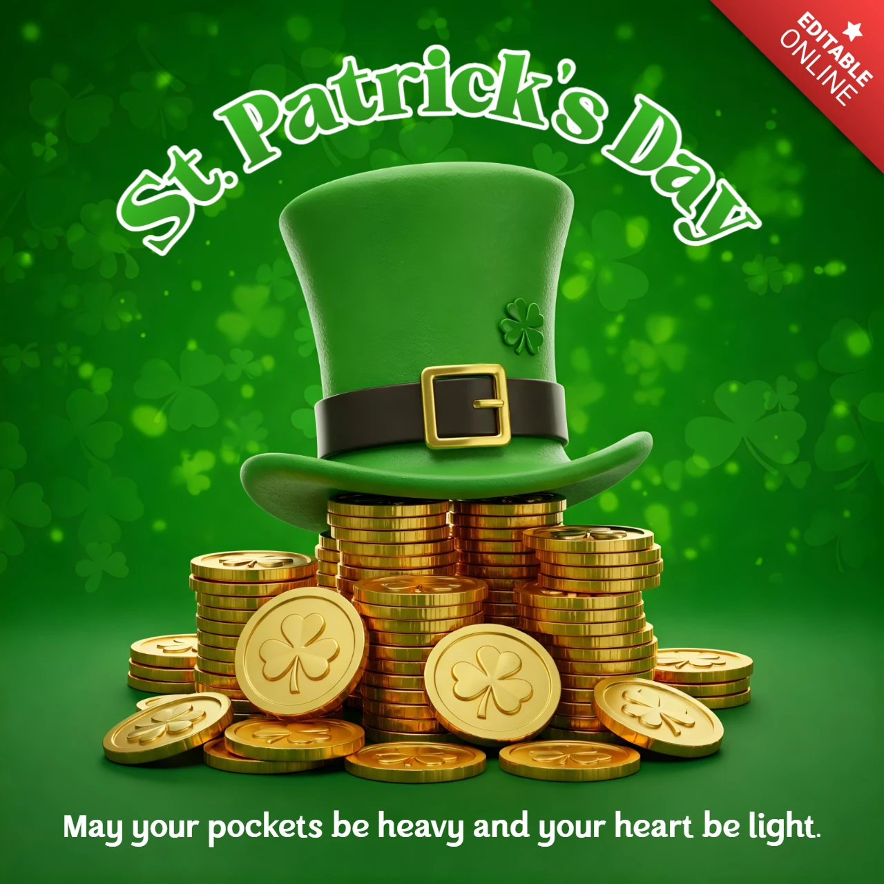 St. Patrick's Day Feier Designvorlage mit Hut und Münzen