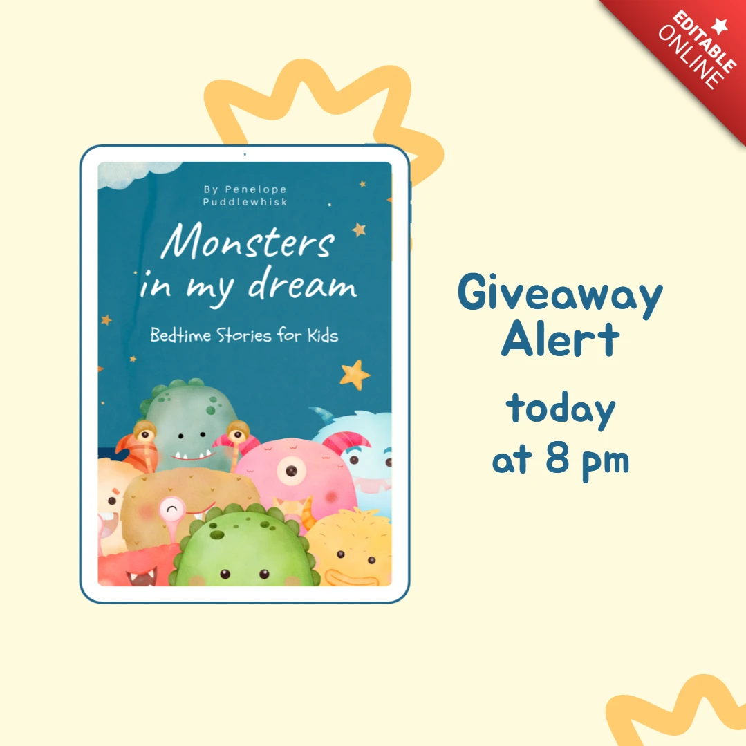 Modelo de design de postagem do Instagram com alerta de sorteio do livro Monsters in my dream