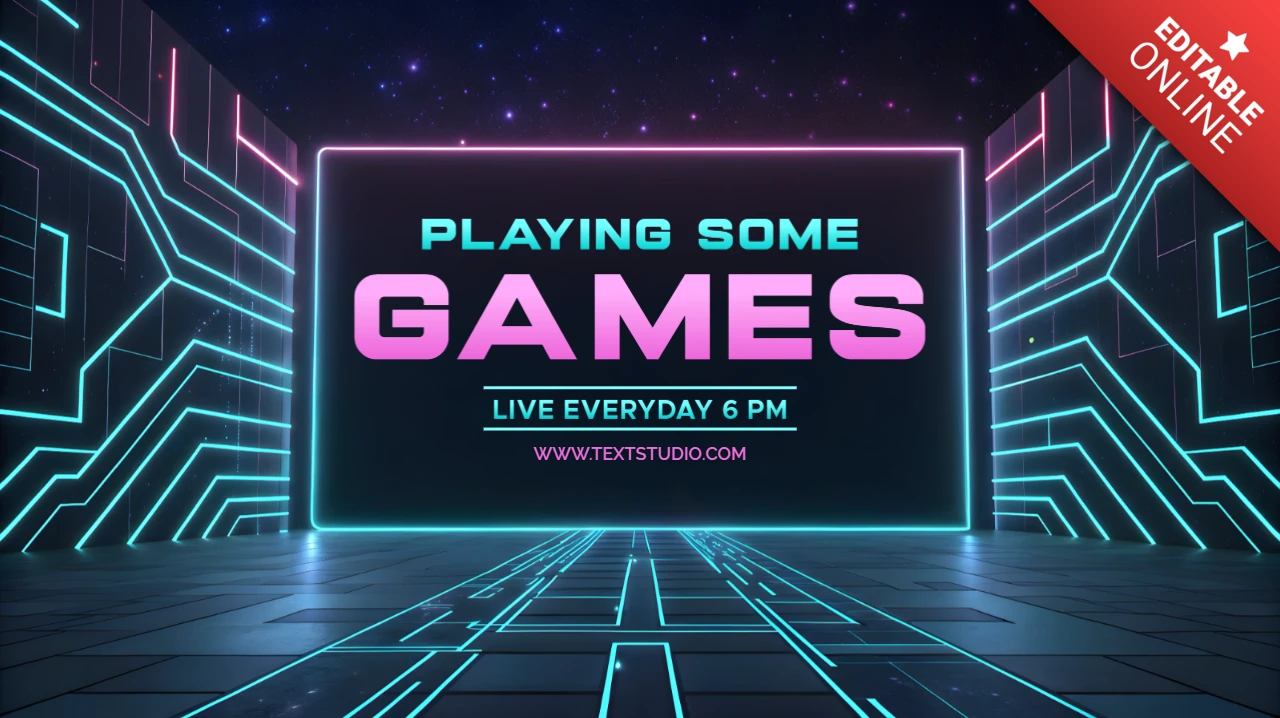 Modèle d'écran de diffusion en direct de jeu néon avec design de circuit imprimé