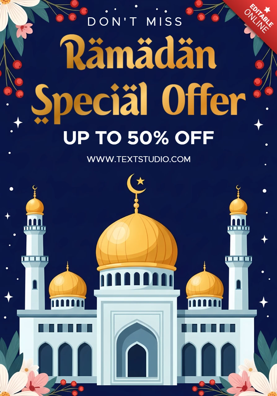 Modello di design per moschea di Ramadan per volantino promozionale