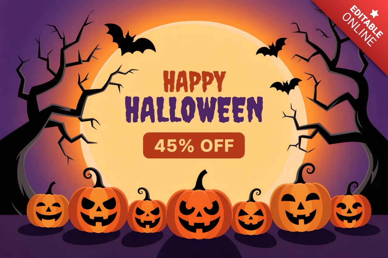 Modelo de design de abóbora de Halloween assustadora para panfletos festivos