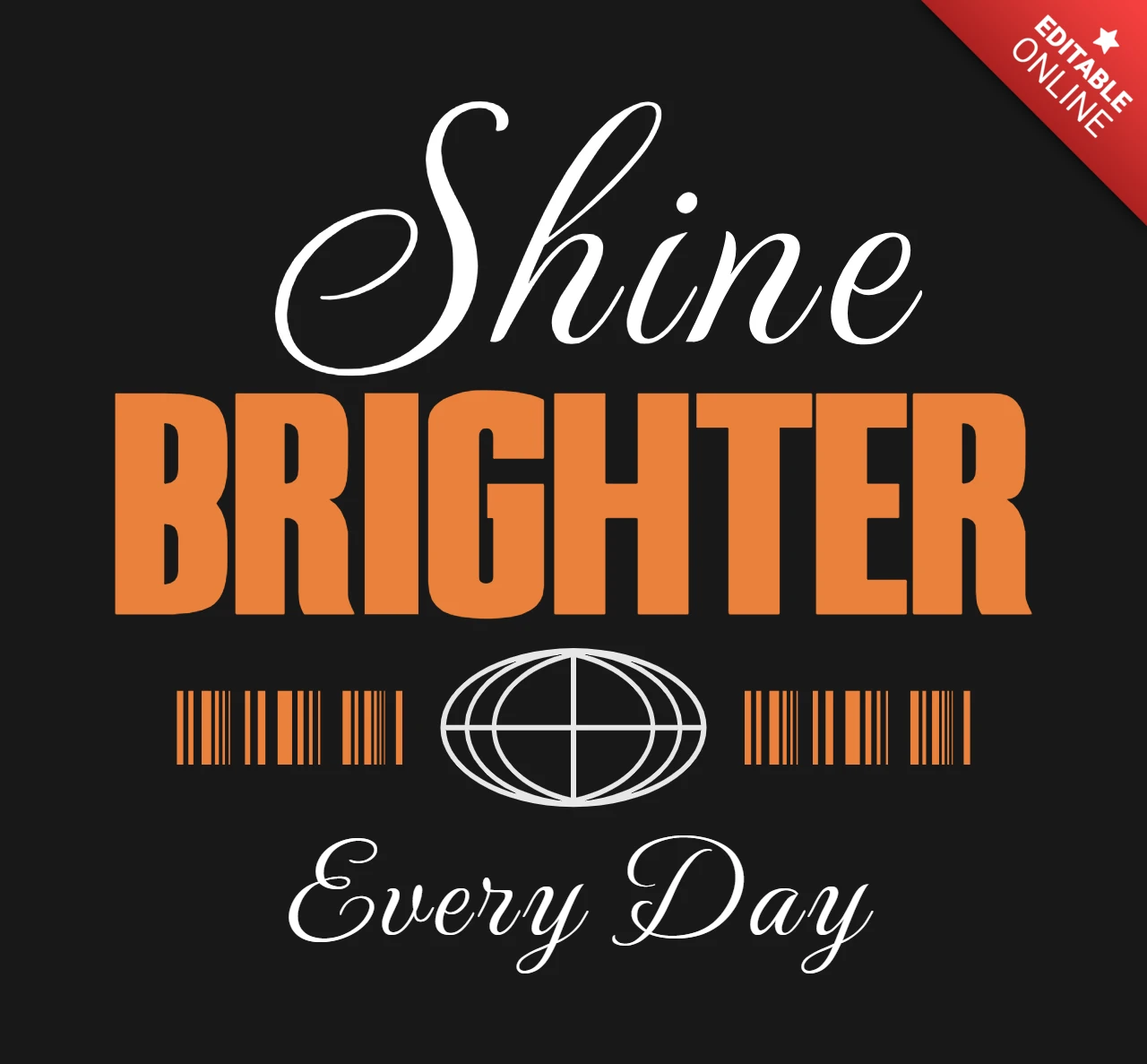 Brilhe mais a cada dia mensagem de empoderamento com modelo de design de camiseta de energia global