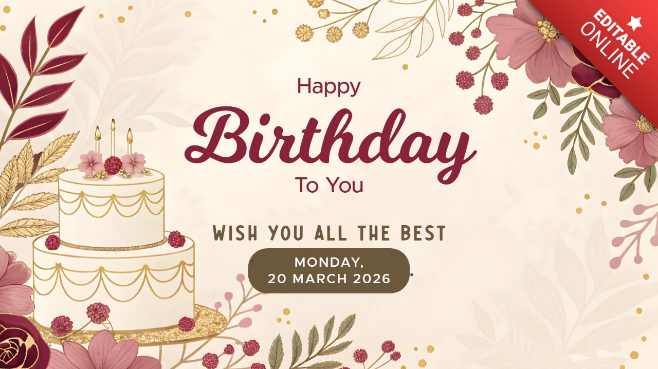 Modello di invito di compleanno floreale elegante e personalizzabile per il tuo giorno speciale