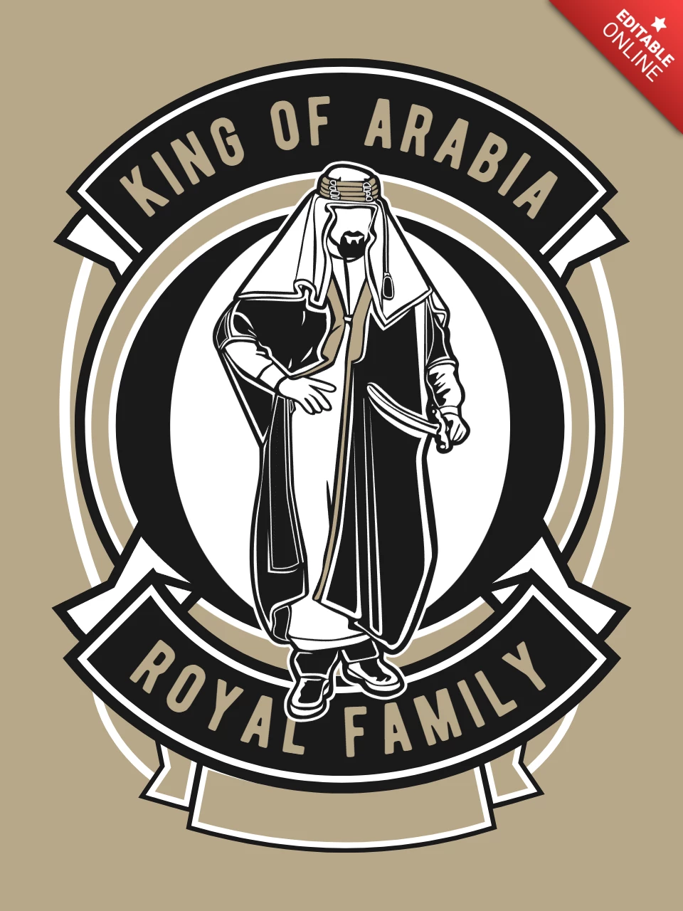 Szablon projektu koszulki z postacią króla Arabii