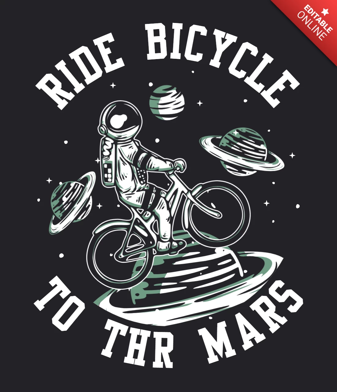 Modèle de conception de t-shirt vintage à vélo astronaute