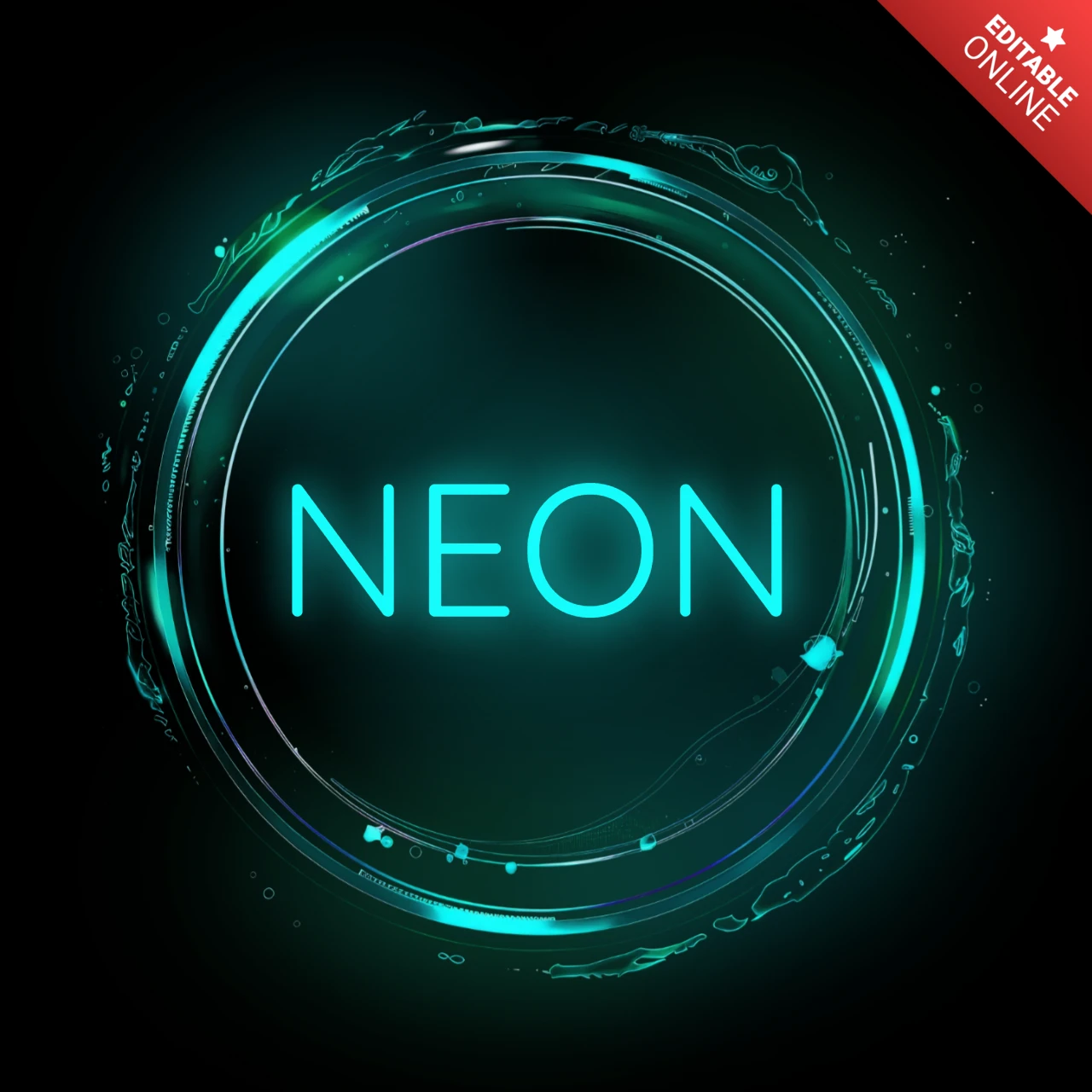 Plantilla de diseño futurista con marco circular de neón
