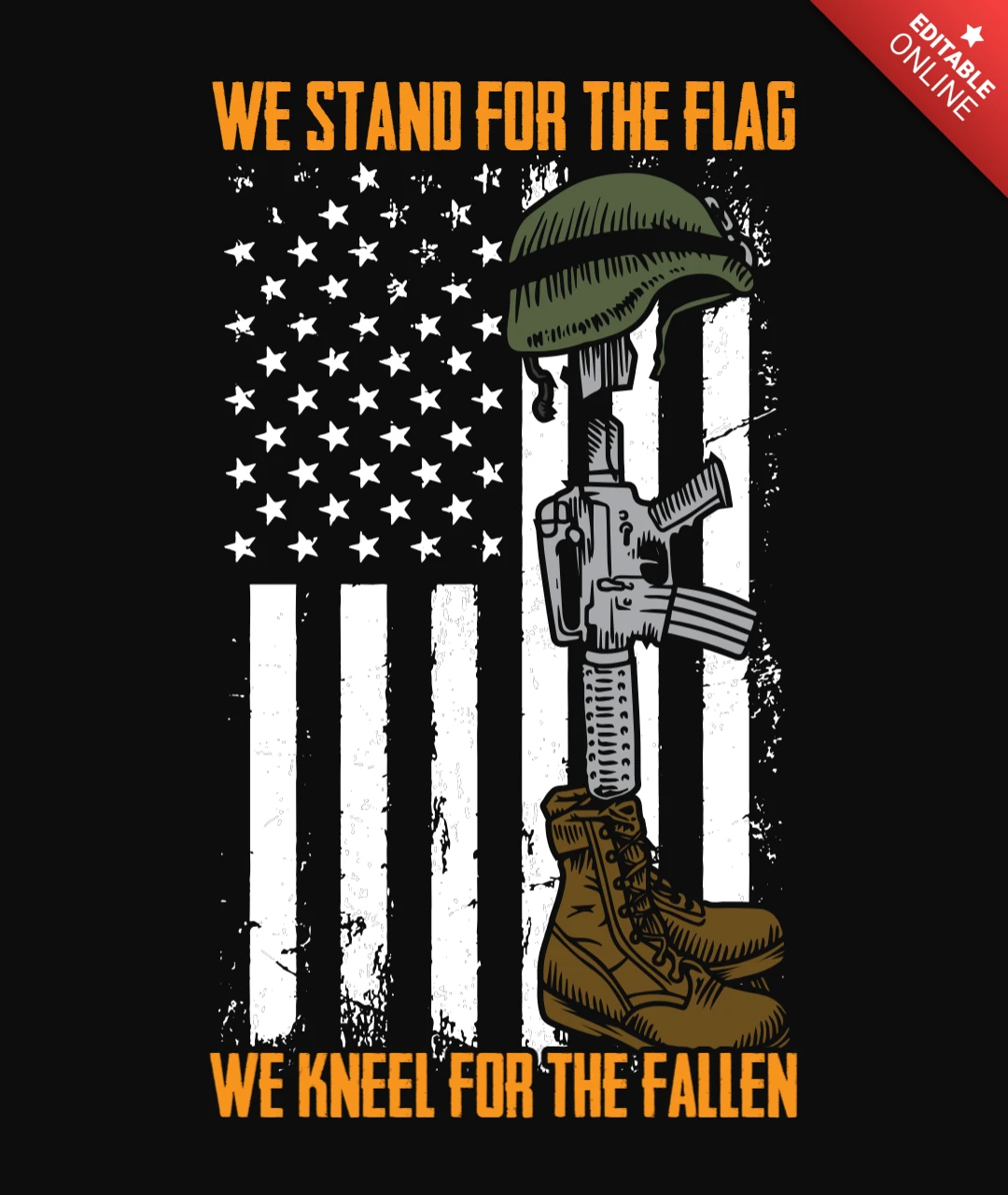 We Stand For The American Flag Veteran T-Shirt Design