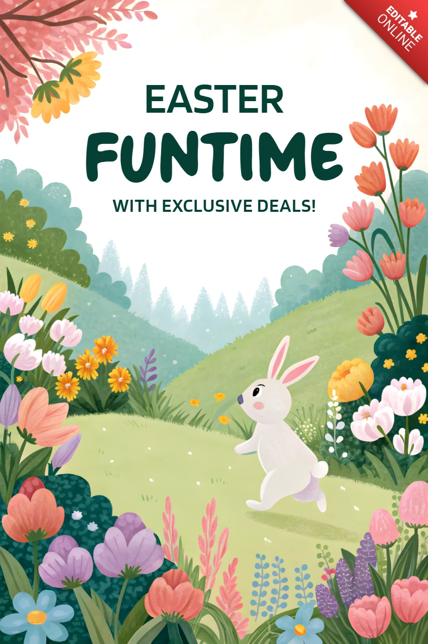 Modelo de design floral de Páscoa divertido para ofertas exclusivas