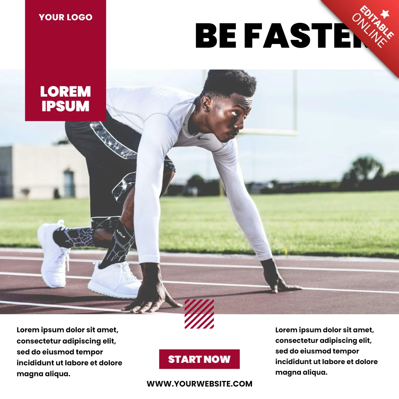 Be Faster Athletic Promotional Social Media Post Design Template