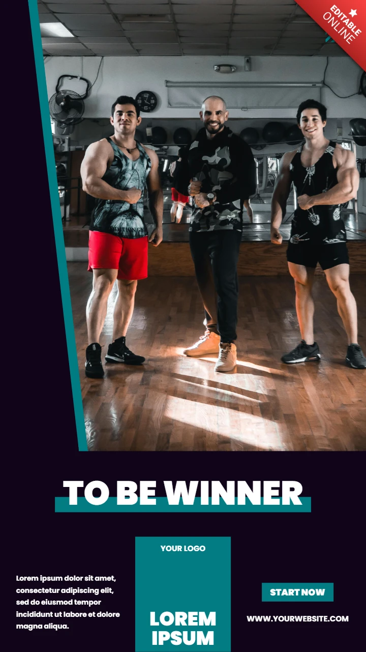 Winner Gym Advertisement Instagram Story Post Design Template