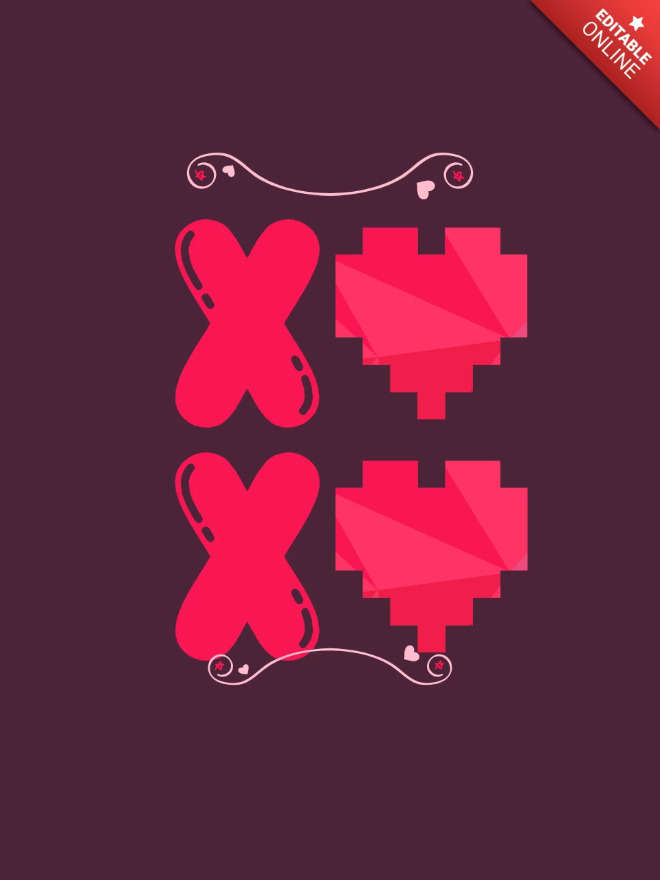 Valentines Day Xo Xo With Hearts T-shirt Template Design