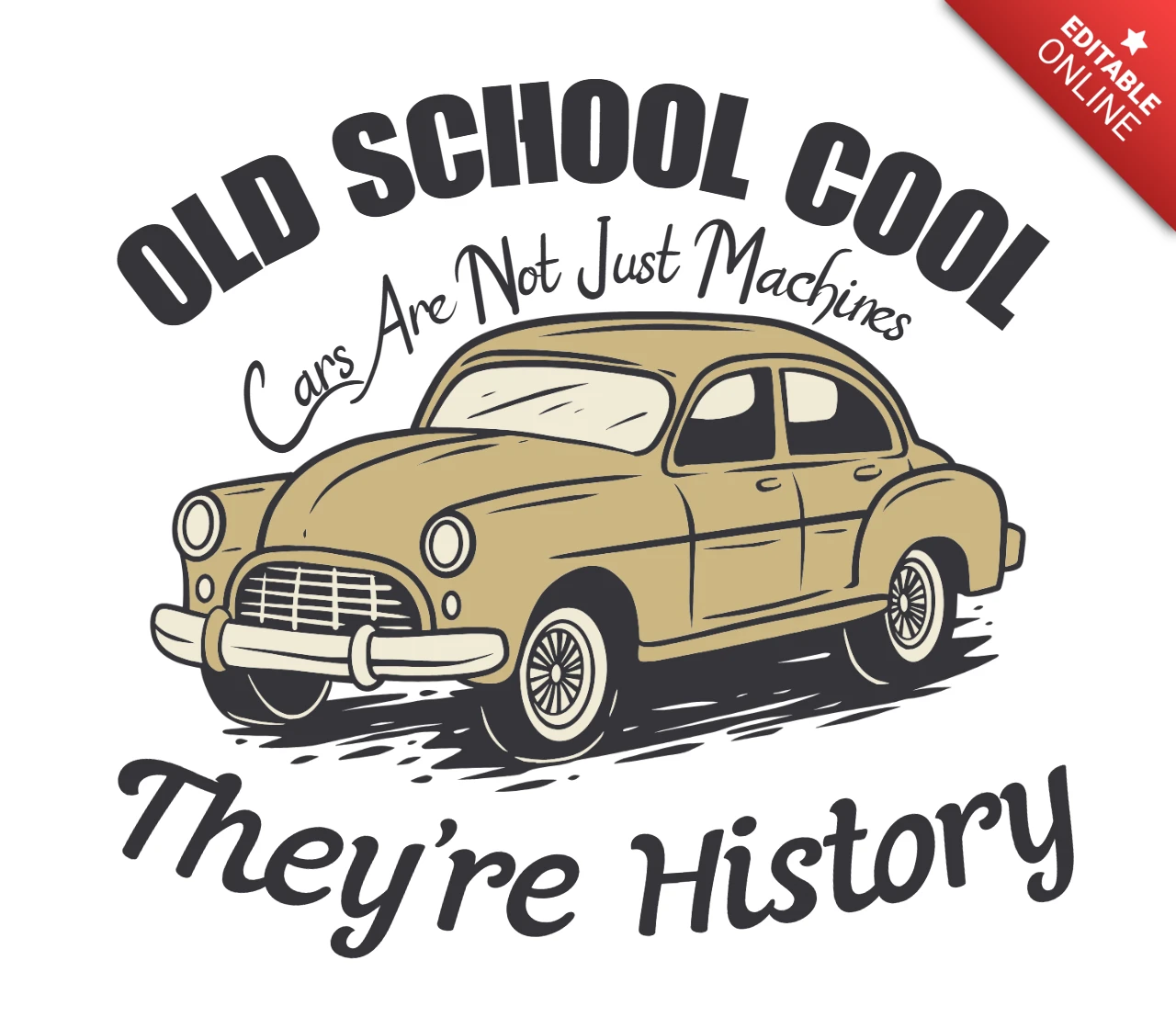 Illustrazione di auto d'epoca design template: stile rétro old school cool