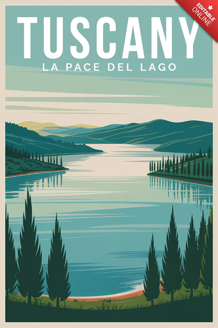 Modèle de design de paysage de Toscane pour affiche de voyage