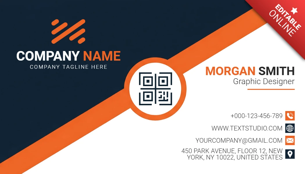 Modèle de carte de visite créatif composition géométrique et intégration de code QR
