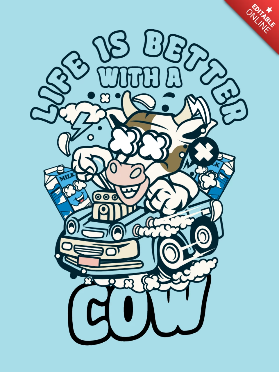La vida es mejor con una plantilla de diseño de camiseta de vaca.